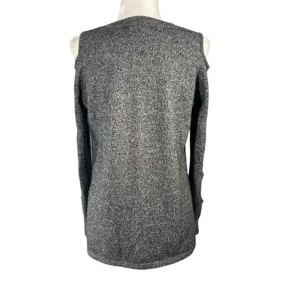 Aqua Women's Gray Cashmere Medium Twist Circle Arm Cutout Cashmere Sweater - Picture 11 of 12